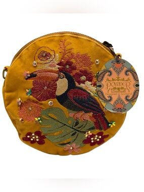 Powder UK Toucan Velvet Embroidered Crossbody Bag